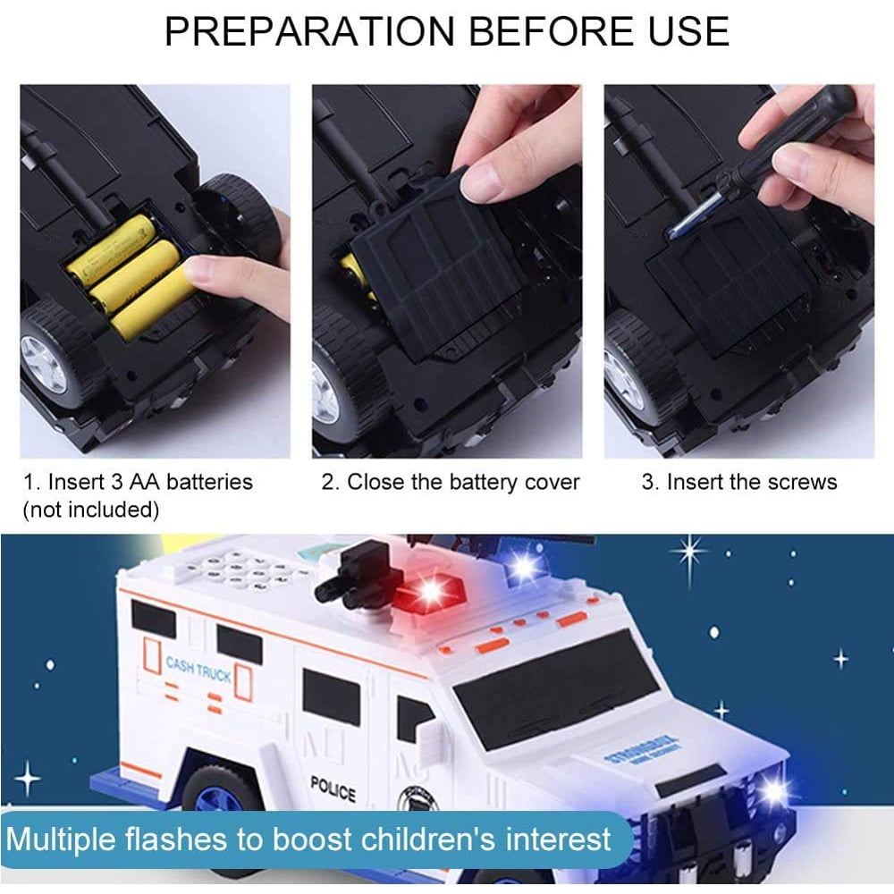 Kids Money Bank,Electronic Piggy Banks,Cool Armored Car Bank With Light,Password Cash Coin Can ATM Bank, Perfect Toy Birthday Christmas Gifts for Boys Girls