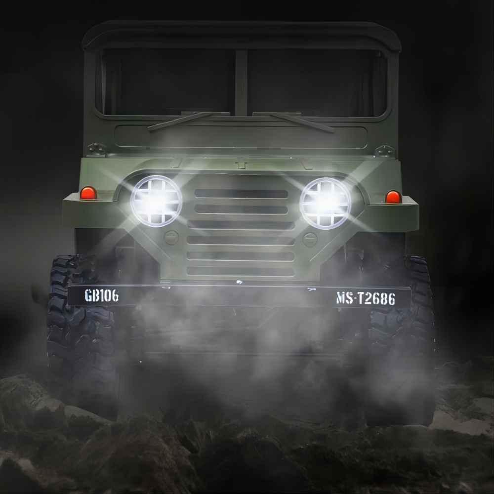1:14 RC 4WD Off Road Jeep, 2 LED Headlights, 2.4GHz All Terrain, 15+Km/h, 50 Meters RC Distance, 2G 5-Wire Servo, Remote Control Climbing Vehicle, Green