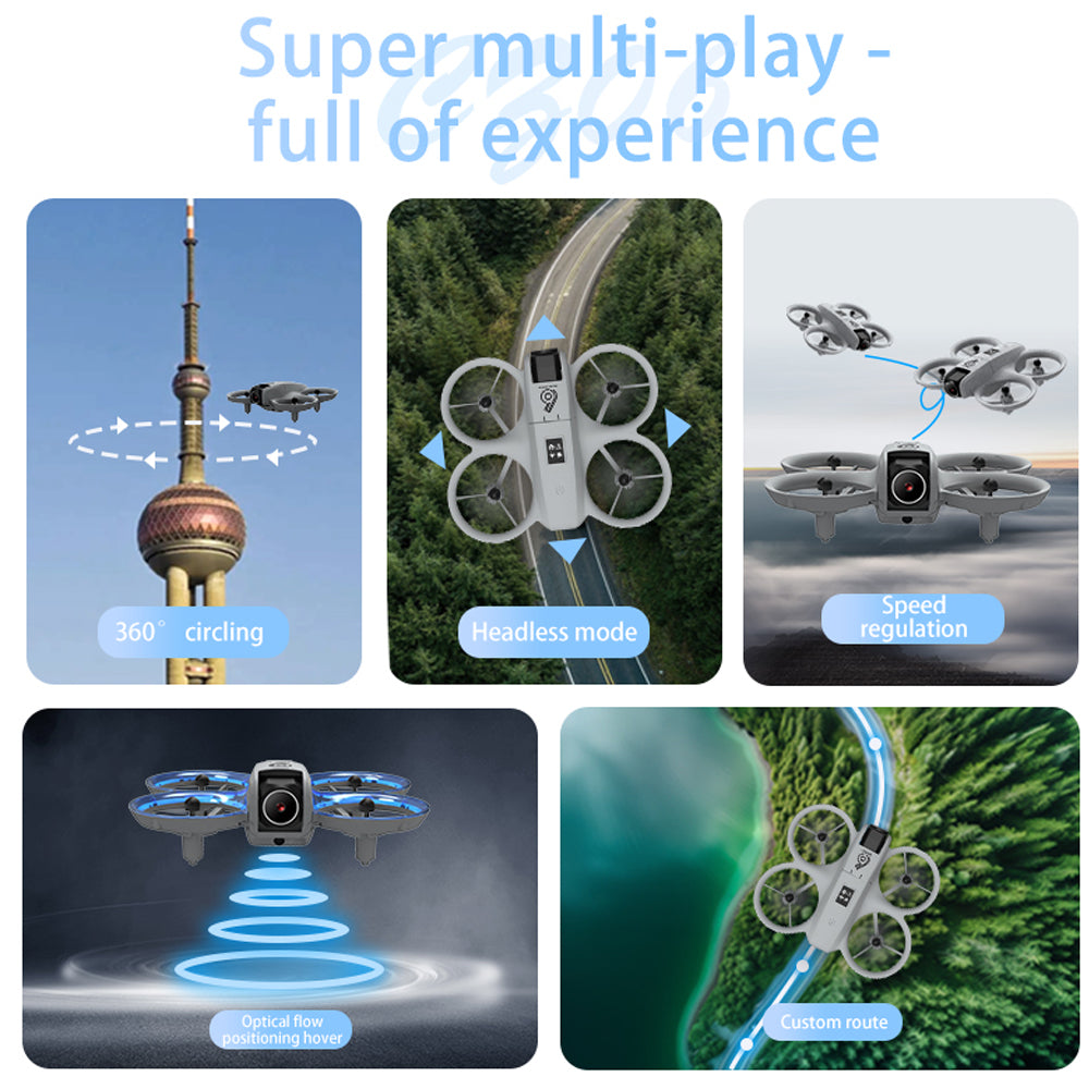 Intelligent Aerial Photography Drone with 4K HD Dual Cameras,Mini RC Quadcopter,Headless Mode,Four-sided Obstacle Avoidance,Cool Light,Gift Toy for Kids Adults,3 Batteries