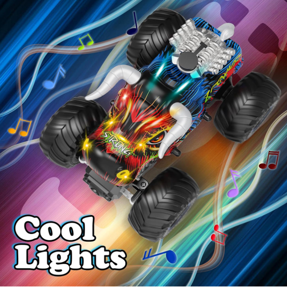 TZDZRC Triceratops Spray Remote Control Vehicle, 2.4GHz All Terrain Remote Control Monster Cars, 1:16 Monster Truck RC Trucks, Remote Monster Car with Spray Music and Light for Kids
