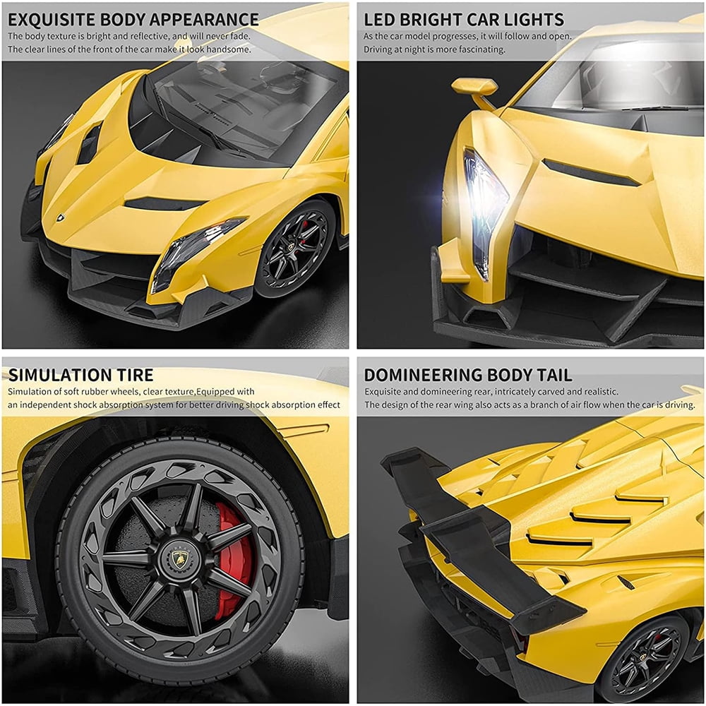 2425S RC Cars - 1:24 Officially Licensed Lambo Veneno, Electric Sport Racing , Car Model Vehicle， for Childers and Adults Toys and Gifts (Yellow)