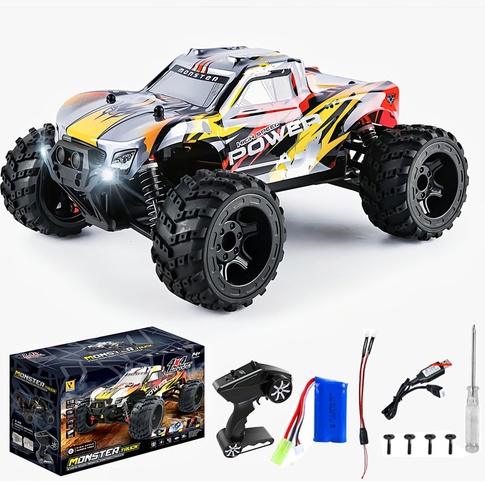 1610 High-Speed 4WD Monster RC Truck, USB Rechargeable Weather-Resistant Off-Road & All-Terrains Ready to Run, Red (No ratings yet)
