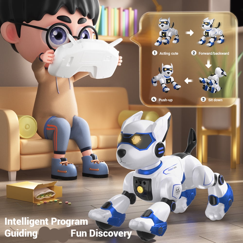 Remote Control Robot Dog Toy for Kids,RC Electronic Funny Intelligent Stunt Dogs,Voice Command Programmable Touch-sense Music Song,for Boys Girls Birthday Christmas Gift