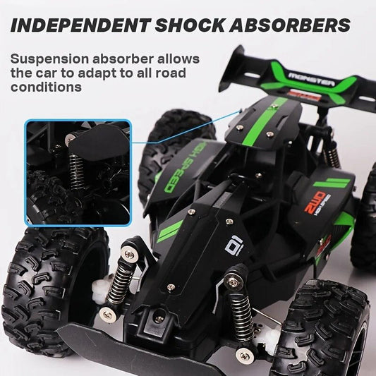 High-Speed Off-Road Remote Control Car - 1:18 Scale, 2.4Ghz, Two Batteries,Drifts Up To 15KM/H, Anti-Collision, Rubber Tires - Perfect Gift for Christmas Toys for Boys