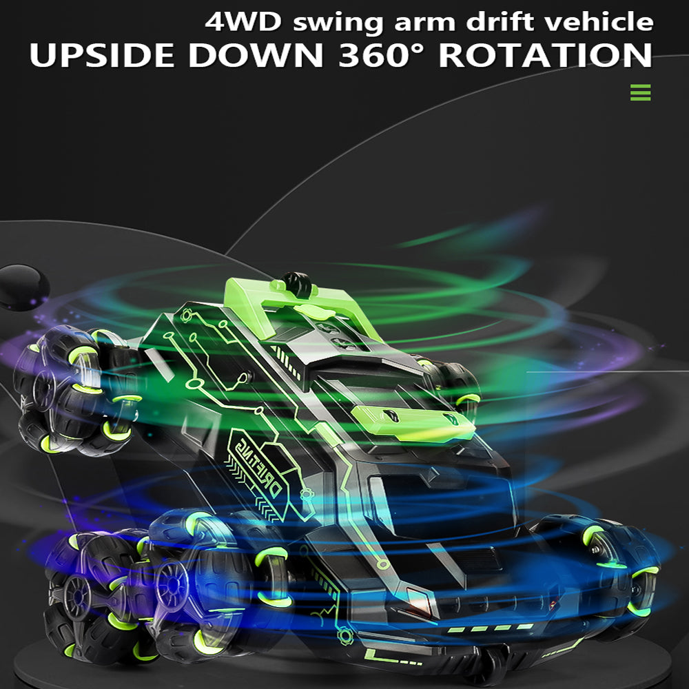 SKYMONSTER JC03 Six Wheel RC Stunt Car,4WD Swing Arm Drift Vehicle,2.4G Double Control Deformation Remote Control Cars with Lighting Spray for Ages 8-13 Kids Toys