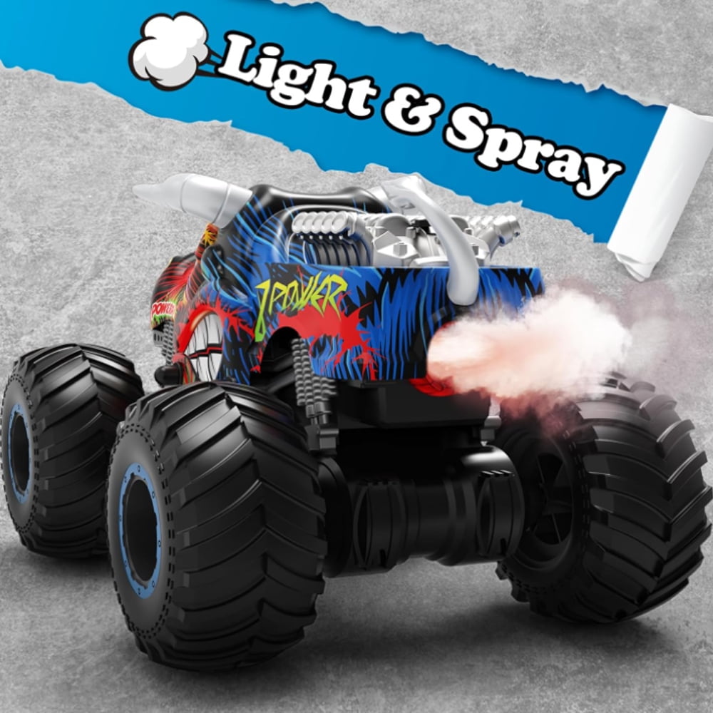 1:16 Remote Control Monster Trucks,2.4 GHz Multi-Terrain Off-Road Cars with Music Lights Spray,for Boys Ages 4-7 8-13 Kids Christmas and Birthday Gift Toy RC Car