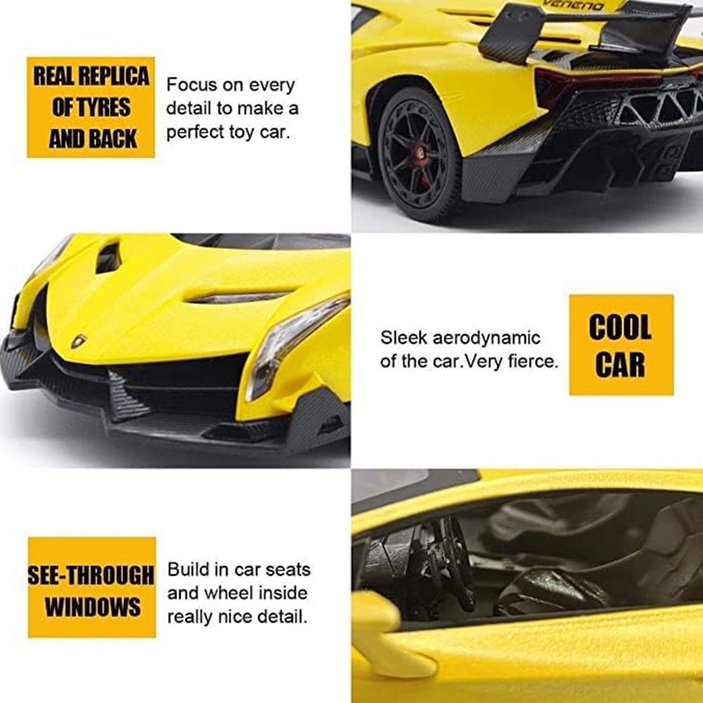 2425S RC Cars - 1:24 Officially Licensed Lambo Veneno, Electric Sport Racing , Car Model Vehicle， for Childers and Adults Toys and Gifts (Yellow)