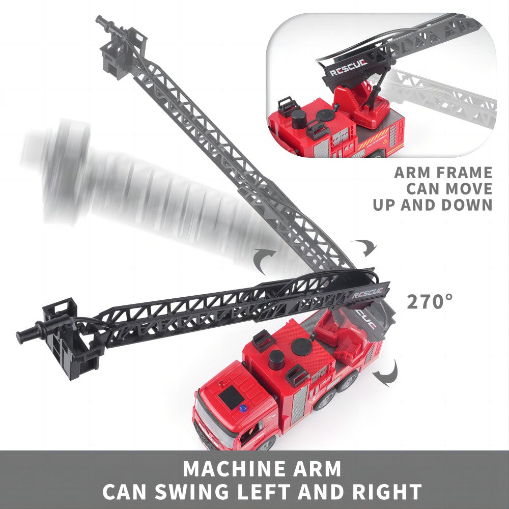 1:20 RC Water Tank Fire Truck and Cloud Ladder Fire Truck 2-in-1, 6-Channel, Manually Press to Spray Water, Light+Music, 12 Meters Remote Control Distance, Toys for Children, Christmas Gifts