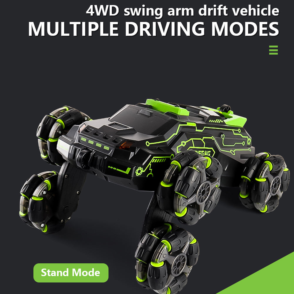 SKYMONSTER JC03 Six Wheel RC Stunt Car,4WD Swing Arm Drift Vehicle,2.4G Double Control Deformation Remote Control Cars with Lighting Spray for Ages 8-13 Kids Toys