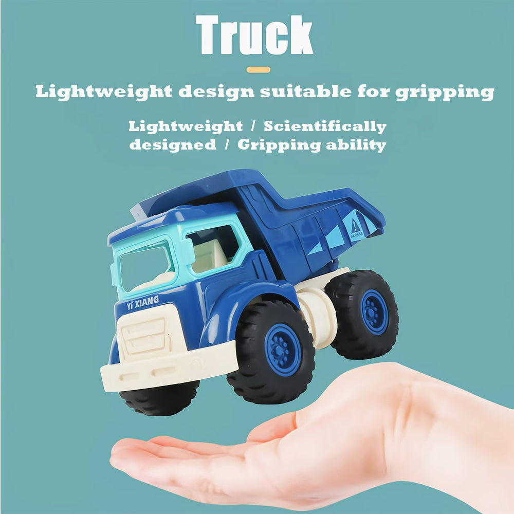 XITZ Inertial Construction Vehicles Girls Boys Toy Playsets,Cute Engineering Diecast Car Crane Excavator Dump Mixer Truck Toys Gift for Kids(4 pcs)