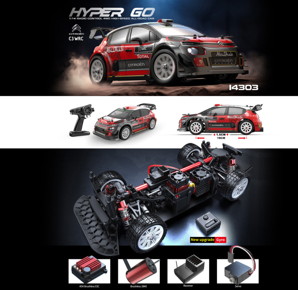 1:14 RC Race Car, 4WD RTR Vehicle High Speed 50+km/h, Durable All-Metal Driving System, Powerful Motor, Long Battery Life, Red