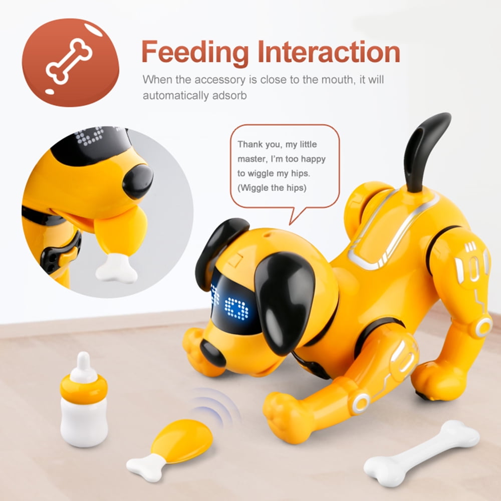 Funny RC Robot Dog,Touch-sense Music Song Walking Dancing Animal Remote Control Stunt Dog,Smart Talking Programming Interactive Pet for Boy Girls Kids Toys