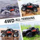 Amphibious Remote Control Car Truck Toys, 1:16 All Terrain 4WD Off-Road RC Car Waterproof, RC Monster Truck for Boys/Girls, Kids Pool Toys Gifts,Red Color 2 Batteries