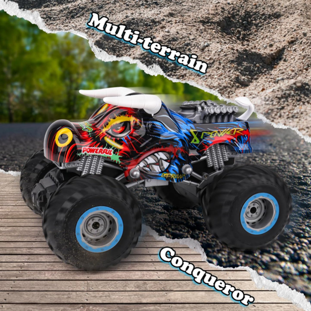 TZDZRC Triceratops Spray Remote Control Vehicle, 2.4GHz All Terrain Remote Control Monster Cars, 1:16 Monster Truck RC Trucks, Remote Monster Car with Spray Music and Light for Kids