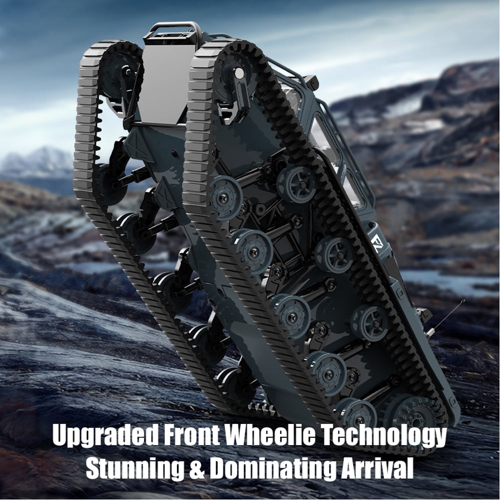 1:16 RC Tank Car,2.4Ghz Remote Control Crawler 10KM/H High Speed Tanks Model,4WD Off-Road 360°Rotating Drifting Vehicle,2 Batteries,Truck Toy for Kids