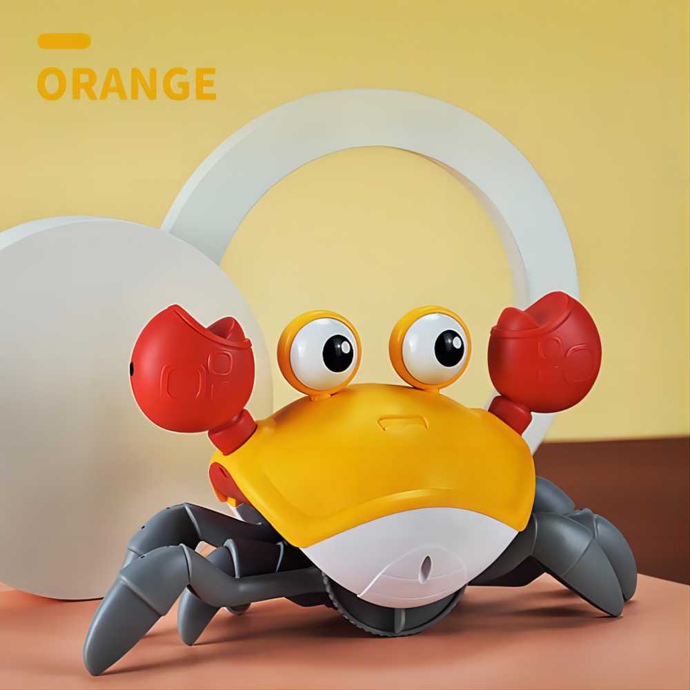 SKYMONSTER Crawling Crab Baby Toy with Music and Lights Automatically Avoid Obstacles, Walking Crab Toy for Toddlers 1+ Years Old, Orange