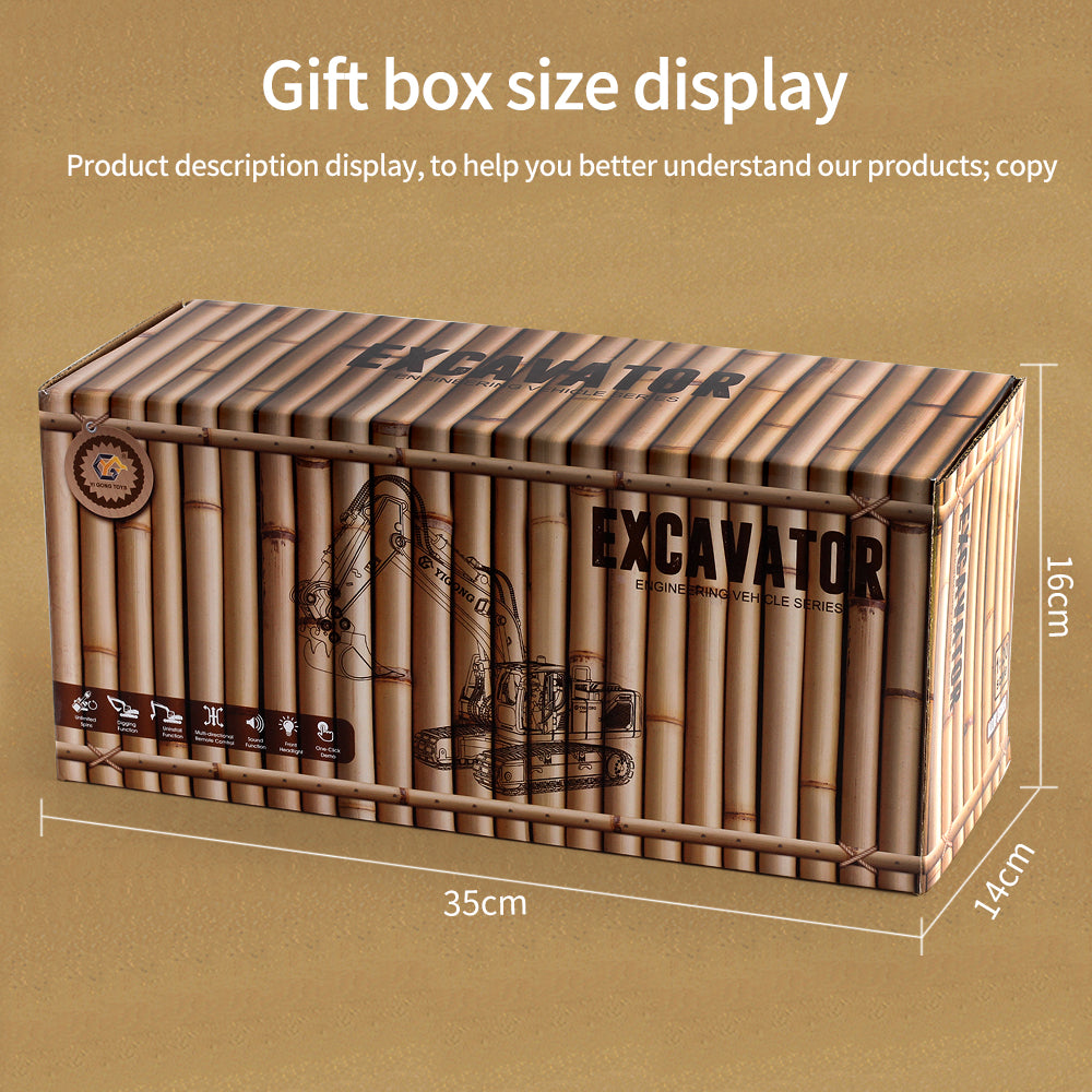 Inductive Infinite Rotation 11 Channel Remote Control Excavator,RC Construction Vehicle Toys, Rechargeable RC Engineering Car Gifts for Adults and Childers Toys ,2 Battery