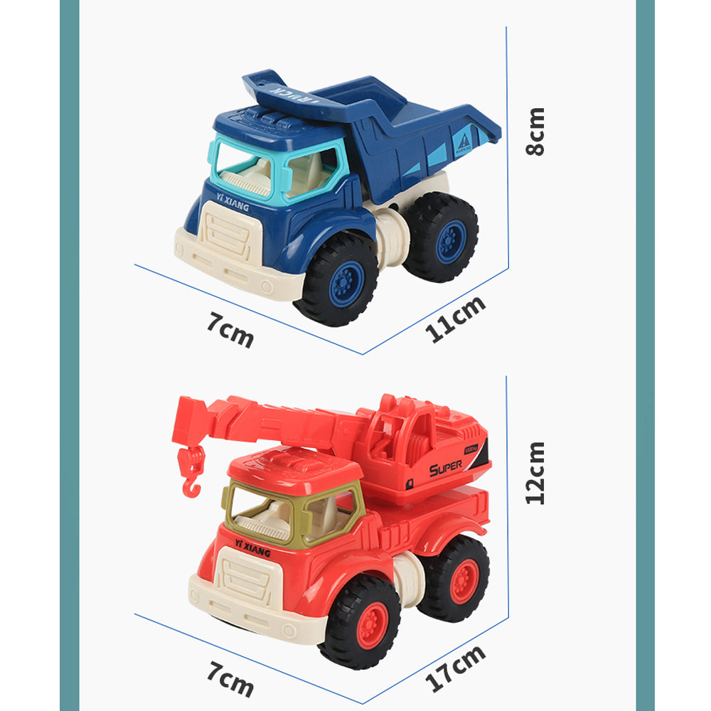 XITZ Inertial Construction Vehicles Girls Boys Toy Playsets,Cute Engineering Diecast Car Crane Excavator Dump Mixer Truck Toys Gift for Kids(4 pcs)