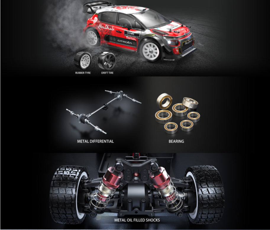 1:14 RC Race Car, 4WD RTR Vehicle High Speed 50+km/h, Durable All-Metal Driving System, Powerful Motor, Long Battery Life, Red