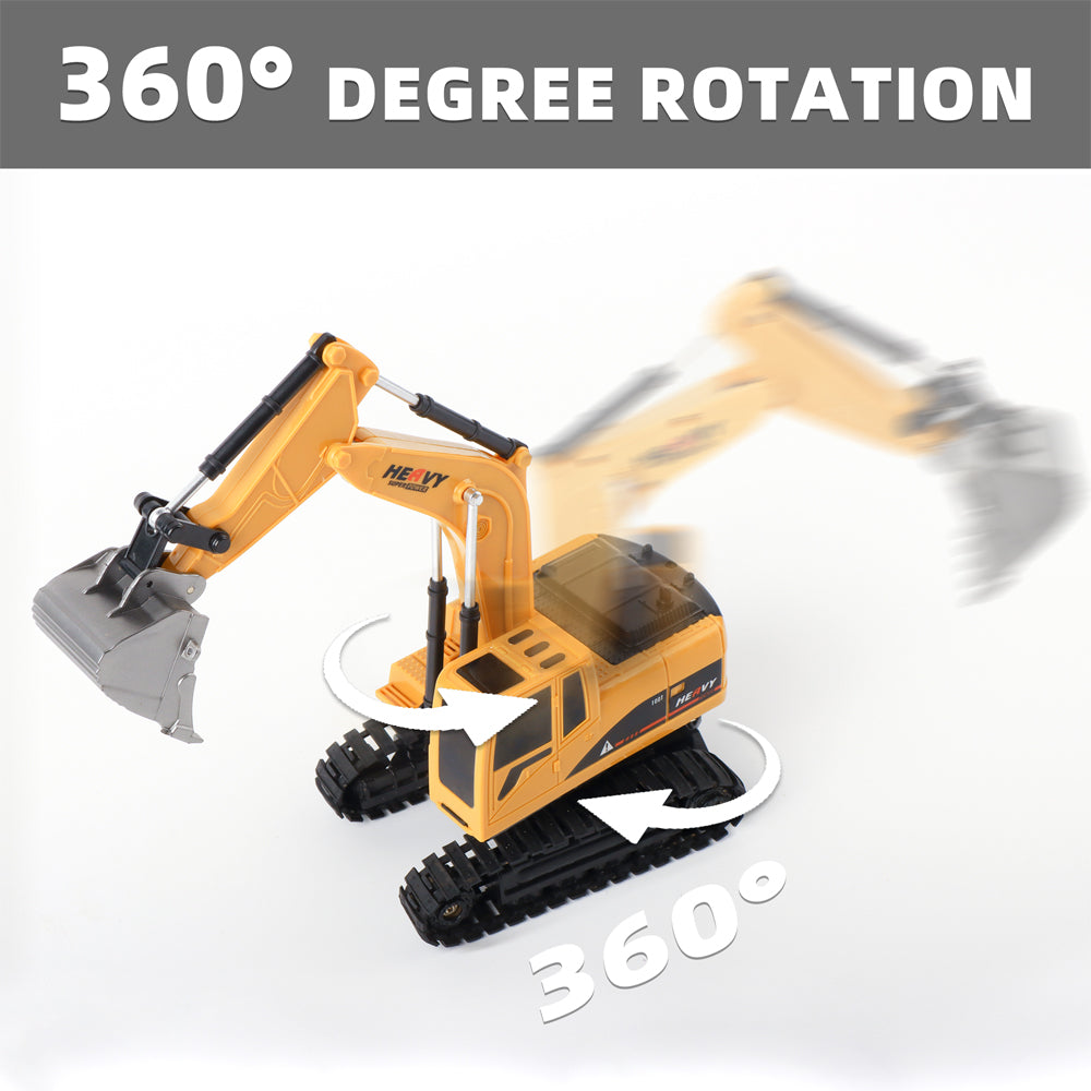 2 in 1 Remote Control Engineering Vehicle for Kids, 1:20 RC Excavator with Lights & Sound, and Rechargeable Dump Truck Toy,for Age 3+ Boys Girls