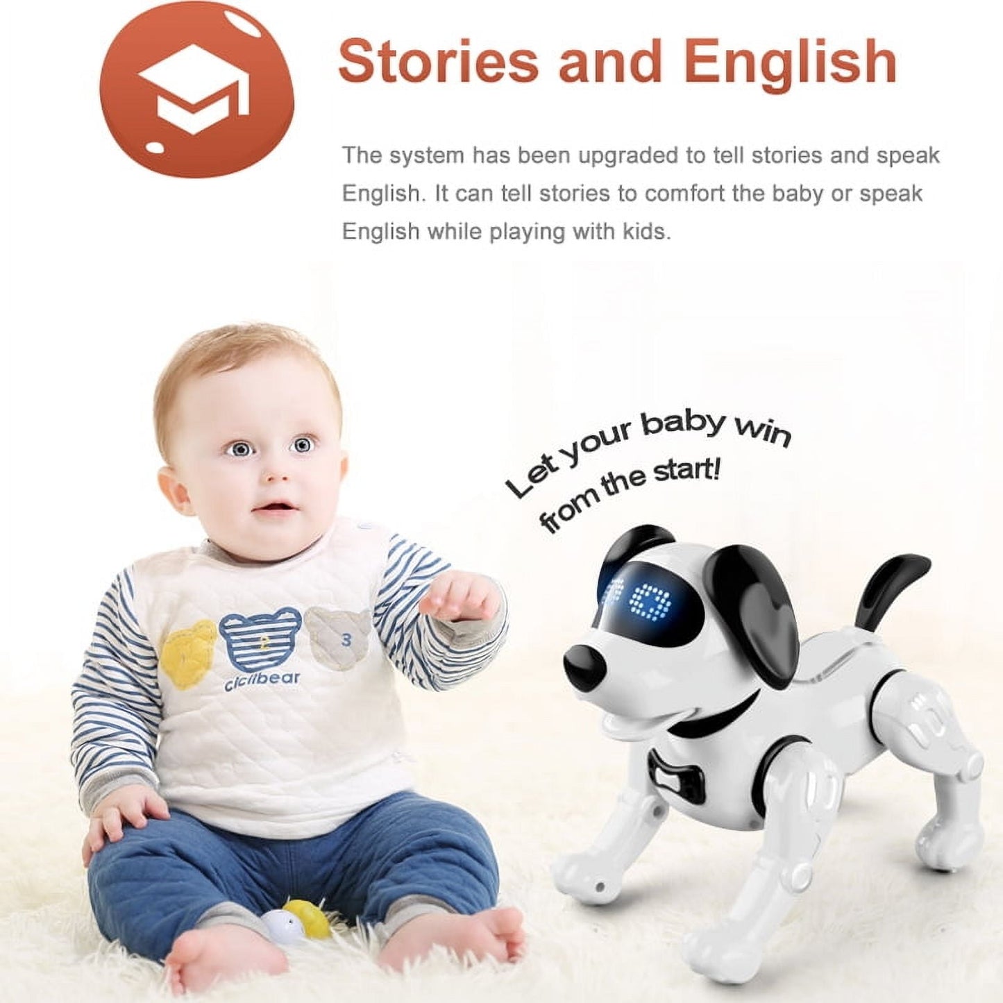Remote Control Robot Dog Toy Electronic Pets Intelligent Stunt Robot Dog Singing and Dancing Intelligent Interactive Questioning