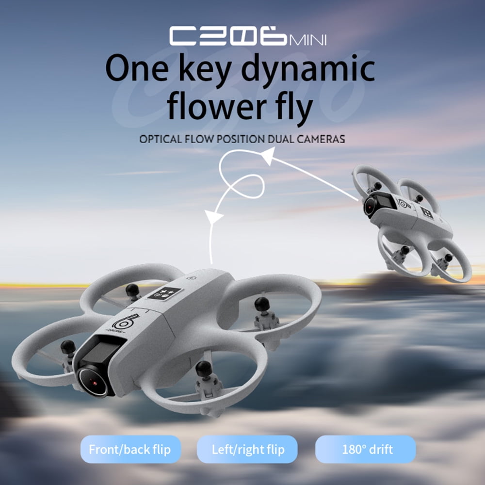 Mini RC Drone with 4K HD Dual Camera, FPV RC LED Quadcopter for Adults and Kids with 3 Batteries, Gray