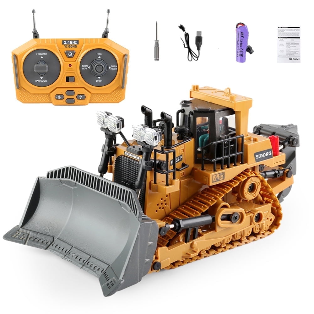 9-Channel Metal RC Bulldozer,Construction Remote Control Play Toys wit ...