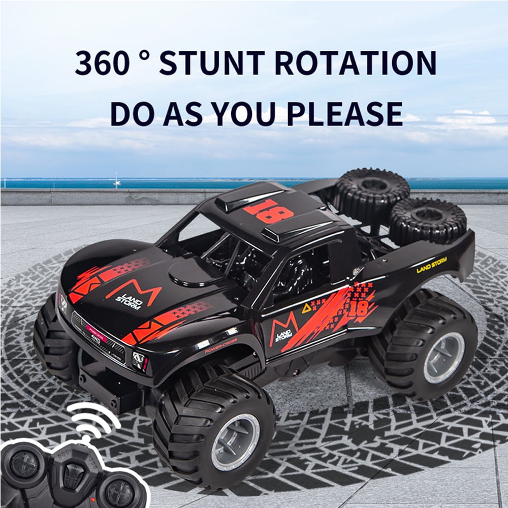 Amphibious Remote Control Car Truck Toys, 1:16 All Terrain 4WD Off-Road RC Car Waterproof, RC Monster Truck for Boys/Girls, Kids Pool Toys Gifts, Red , 2 Batteries