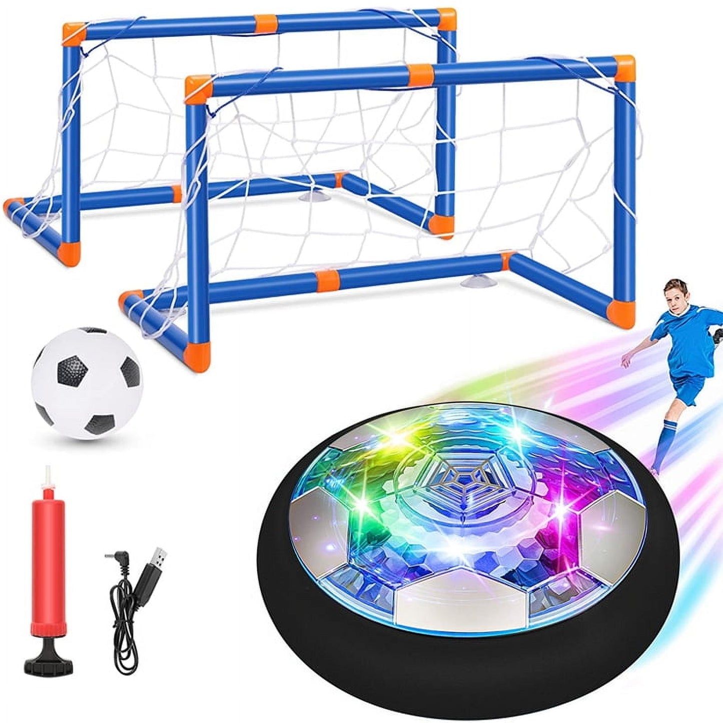 Air Power Hover Ball with LED Light and Foam Bumper Air Floating Soccer Ball Toys Gifts for Kids Indoor Outdoor Toys