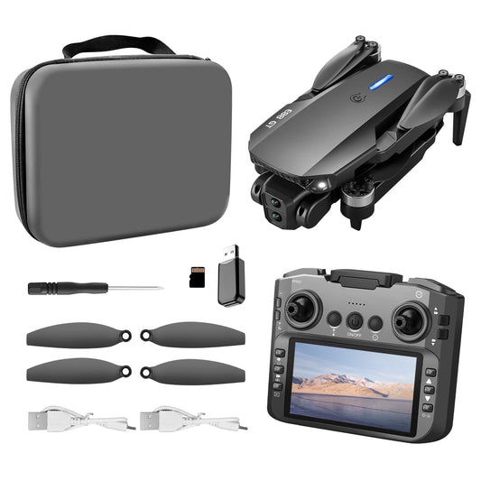 Brushless Motor RC Drones, Remote Control Screen, Optical Flow Positioning, HD Dual Cameras, 6-Ch Gyroscope, Foldable Drone Toy ,Toys Gifts,3 Battery,Black