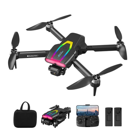 F199 RC Drone HD Camera , Brushless Motor ,FPV Foldable ,Optical Flow Positioning,  Altitude Hold, Headless Mode, One Key Start ,Toys Gifts ,2 Battery, Black