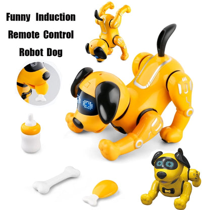 Funny RC Robot Dog,Touch-sense Music Song Walking Dancing Animal Remote Control Stunt Dog,Smart Talking Programming Interactive Pet for Boy Girls Kids Toys