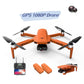 KF102 GPS Drone with UHD Camera 1080P for Adults,2-Axis Gimbal,Brushless Motor with 2 Batteries,Orange