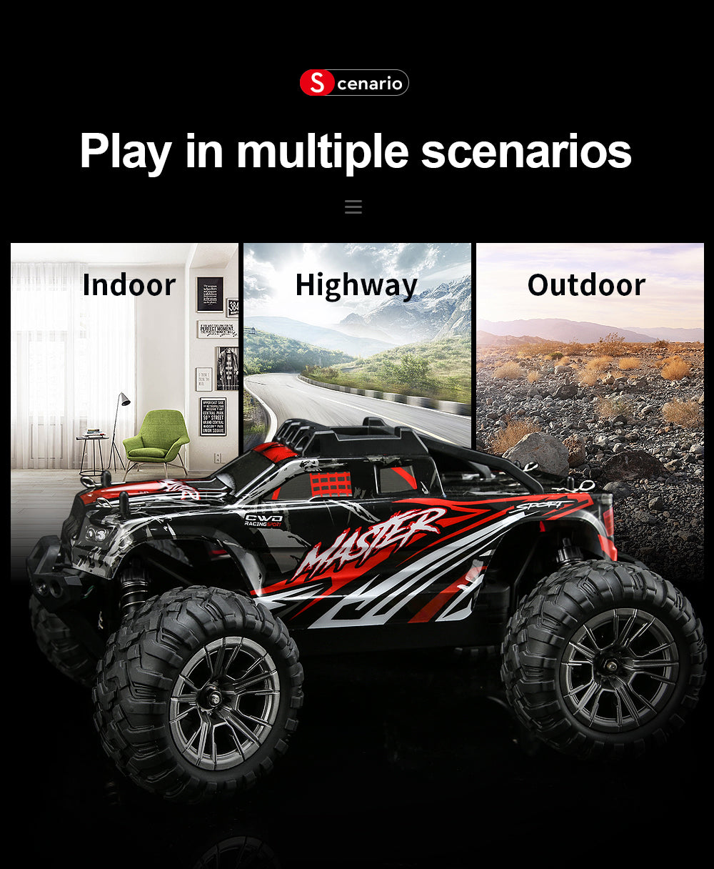 Xitz F11 1:16 4WD Remote Control Car with 33km/h High-Speed,RC Truck Off-Road Vehicle All Terrain Racing RC Trucks for Adults Red