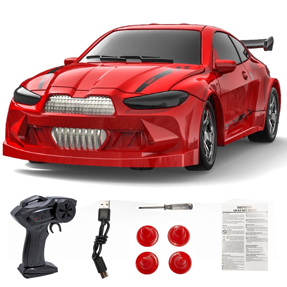 KF20 1:64 Remote Control Car，2.4GHz RC Cars，4WD Drift Mini Racing Model Vehicle Toy with LED Lights for Adults Boys Girls Kids Gift