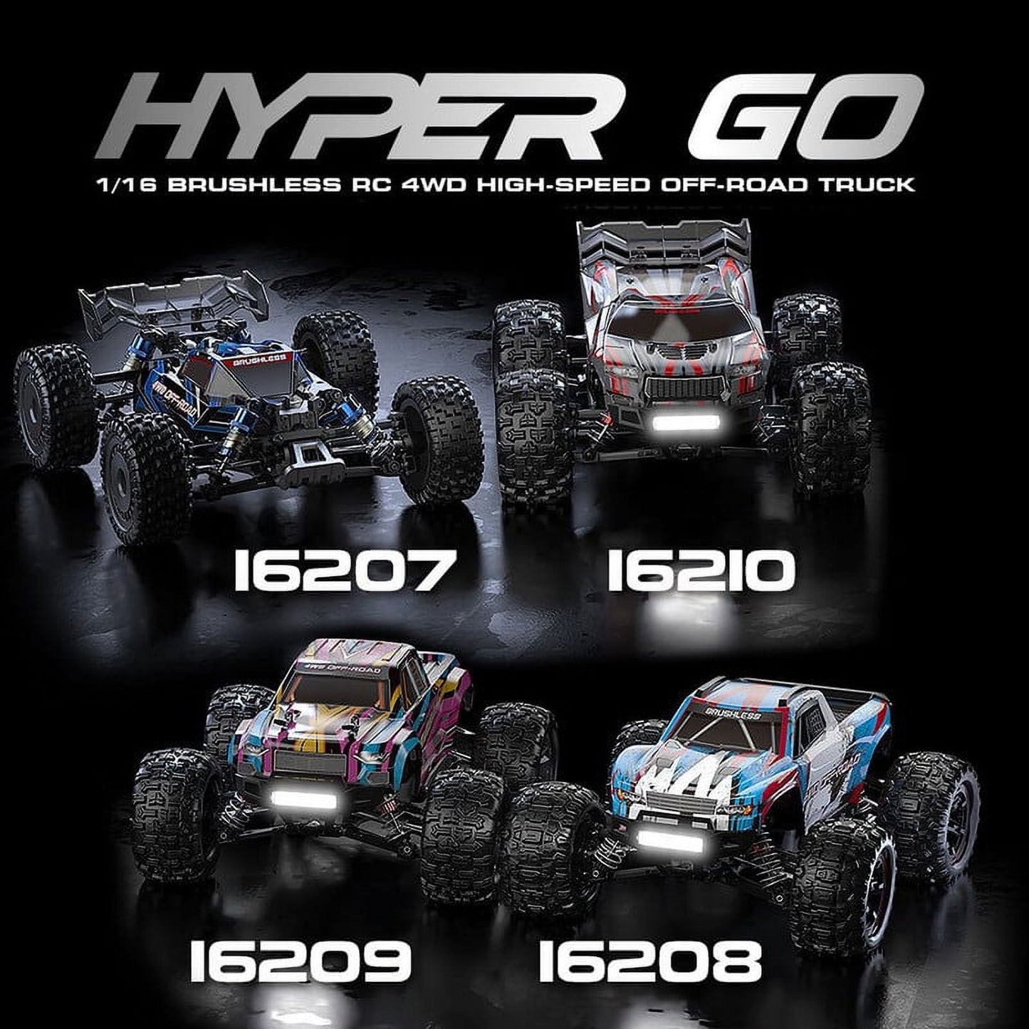 MJX Hyper Go 16207/16208/16209/16210 Rc Car Brushless High-Speed 4WD Remote Control Off-Road Truck Big Wheel Truck Rc Cars for Adul