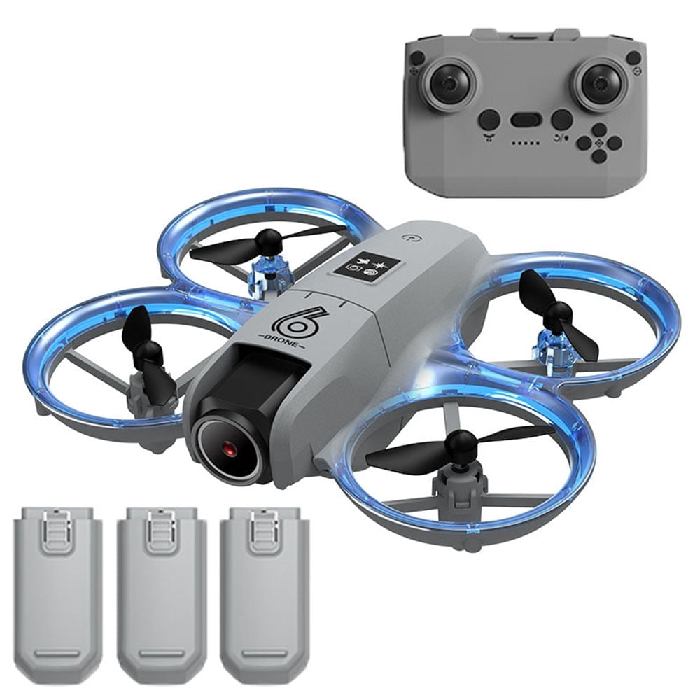 Mini RC Drone with 4K HD Dual Camera, FPV RC LED Quadcopter for Adults and Kids with 3 Batteries, Gray