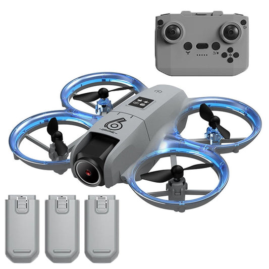 Mini RC Drone with 4K HD Dual Camera, FPV RC LED Quadcopter for Adults and Kids with 3 Batteries, Gray