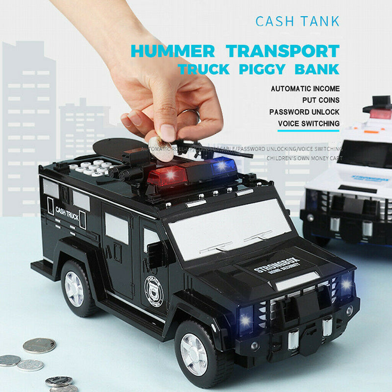 Kids Money Bank,Electronic Piggy Banks,Cool Armored Car Bank With Light,Password Cash Coin Can ATM Bank, Perfect Toy Birthday Christmas Gifts for Boys Girls