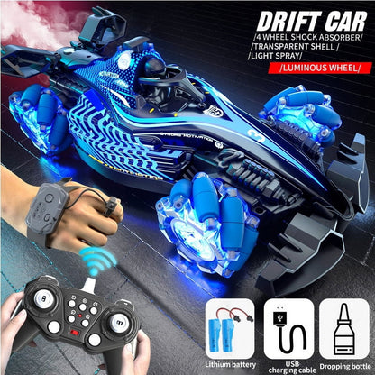 RC Car Formula Stunt Spray RC Racing Car Gesture Sensor Intelligent RC Car 360 Degree Roation Drift Vehicle Cool One Key Spin in Place Remote Control Car