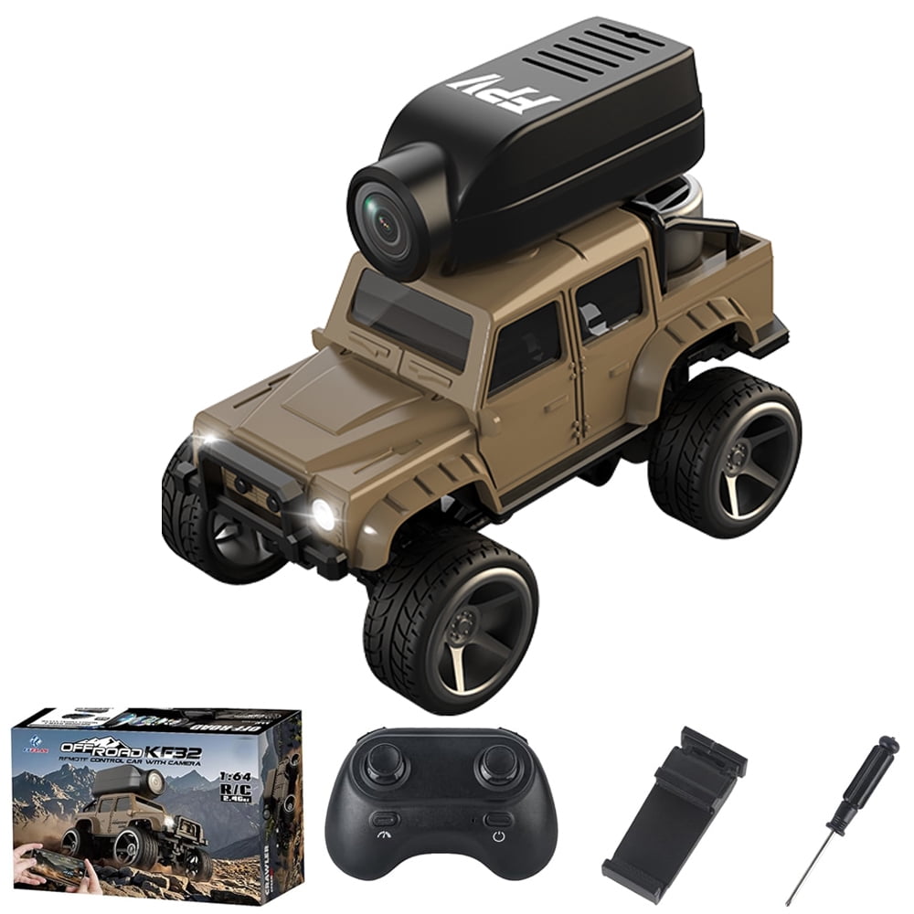 Radio Control Cars 1:64 Scale Alloy RC Car with Camera, 2.4G 4WD Off-Road Crawler with FPV Phone App Control, Desktop Remote Control Car for Adults, Mini Video Exploration Vehicle