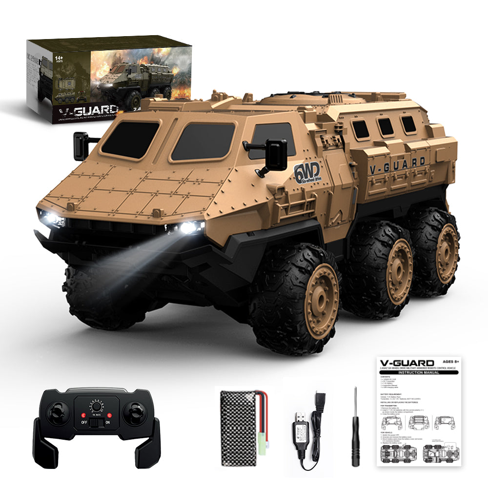SKYMONSTER 1:16 Military Armored RC Car,6WD 360° Stunt High Speed Army Truck,2.4G Remote Control Climbing Vehicle Toys Gifts for Kids Adult,2 Batteries