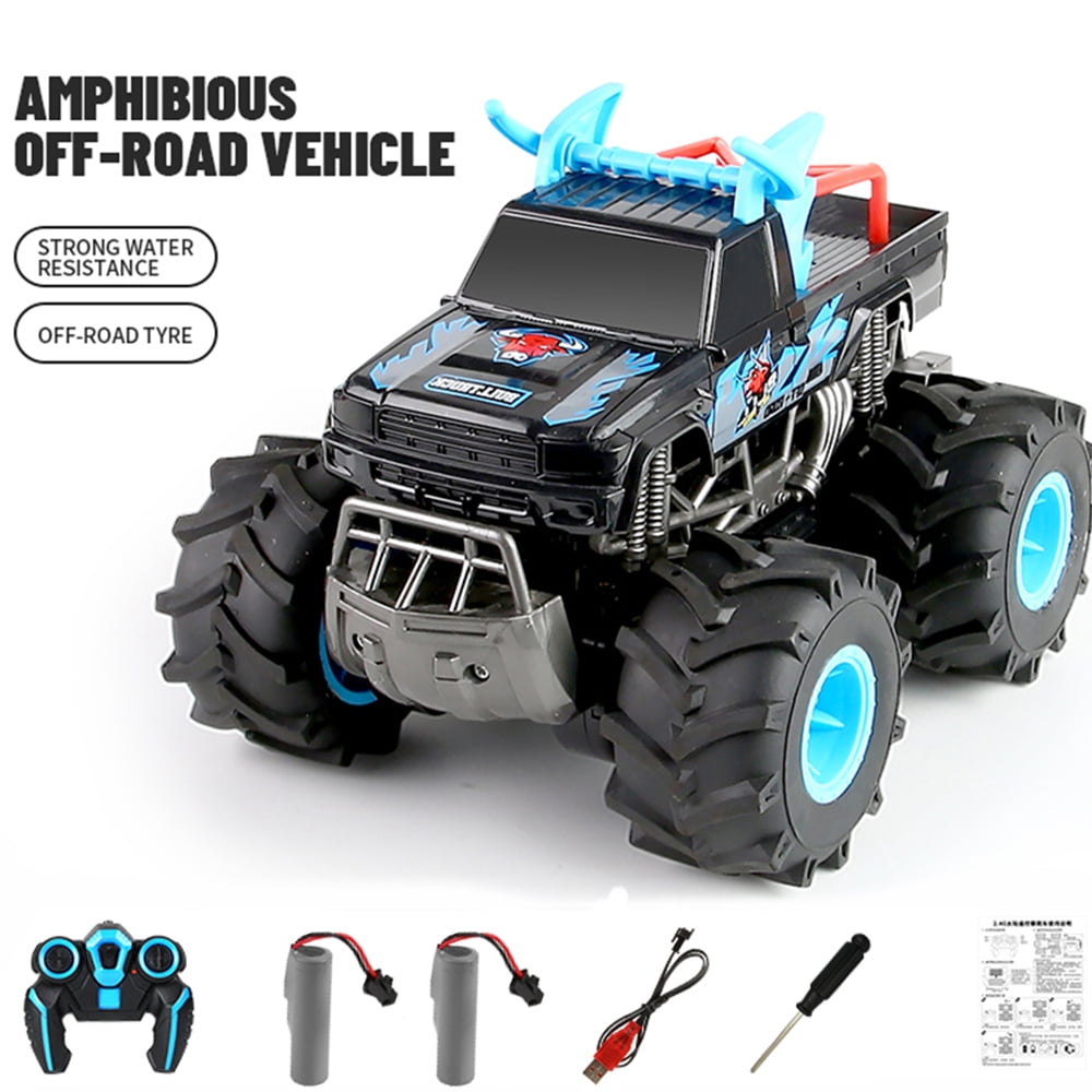 TZDZRC 4WD Amphibious Off-road Climbing Remote Control Cars,2.4G Desert Pull High Speed Stunt Vehicle,Double-sided Driving Waterproof RC Car for Kids Boy Gift