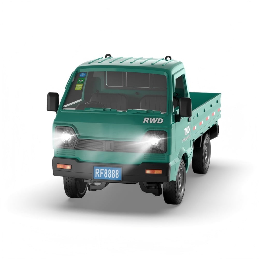 KF21 2.4G 1:16 Scale Remote Control Car with Simulated Lighting Manual Door Opening RC Truck with Cool Light Spray