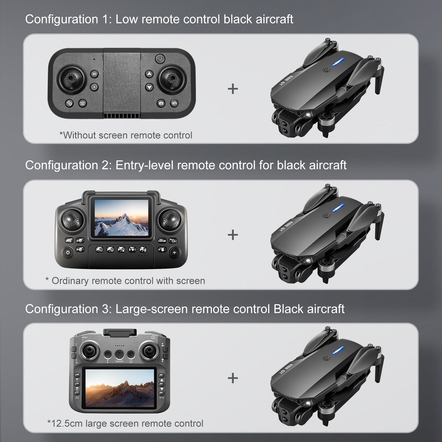 Brushless Motor RC Drones, Remote Control Screen, Optical Flow Positioning, HD Dual Cameras, 6-Channel with Gyroscope, Foldable Drone Toy ,for Adults and Childers Gifts,3 Battery,Black