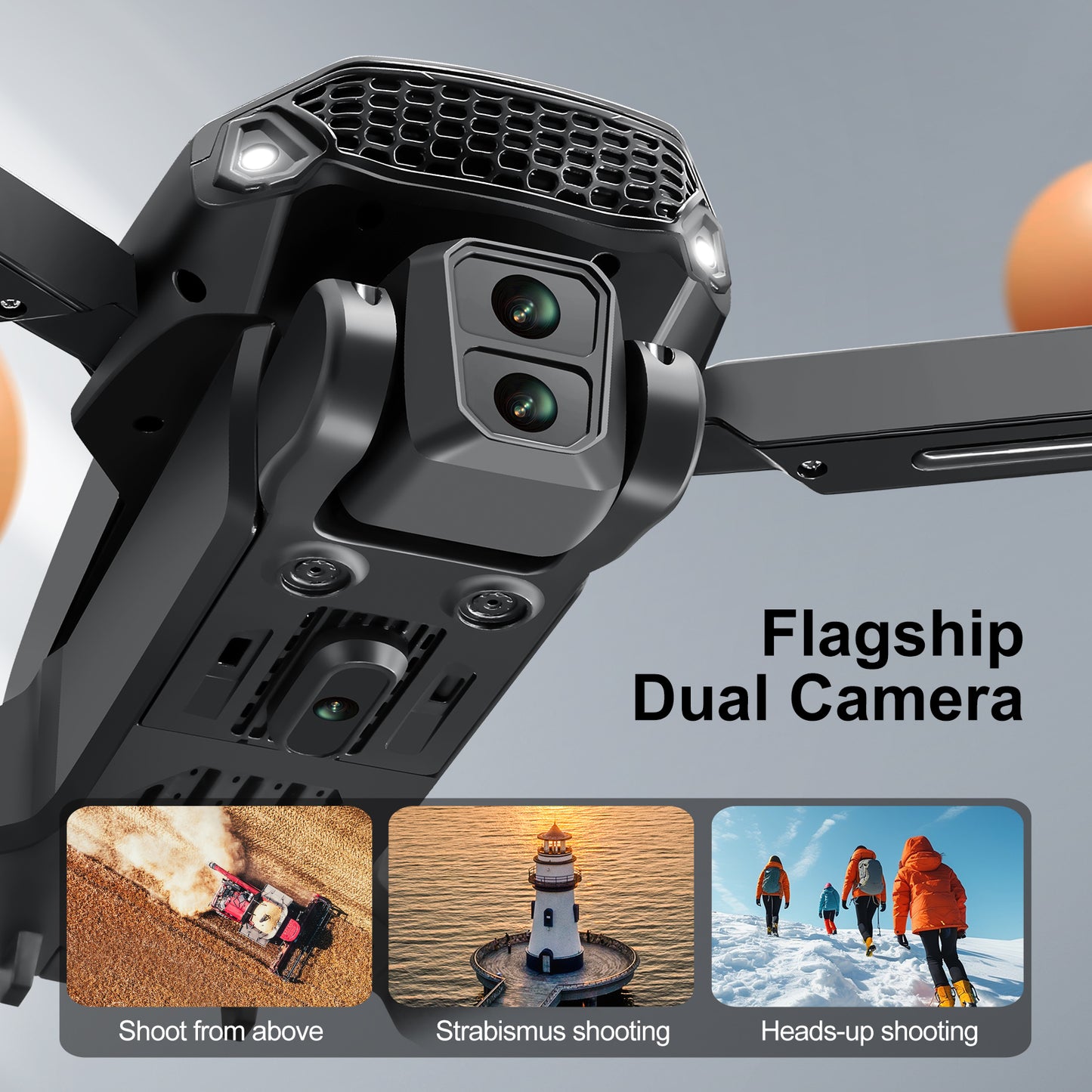 Brushless Motor RC Drones, Remote Control Screen, Optical Flow Positioning, HD Dual Cameras, 6-Channel with Gyroscope, Foldable Drone Toy ,for Adults and Childers Gifts,3 Battery,Black