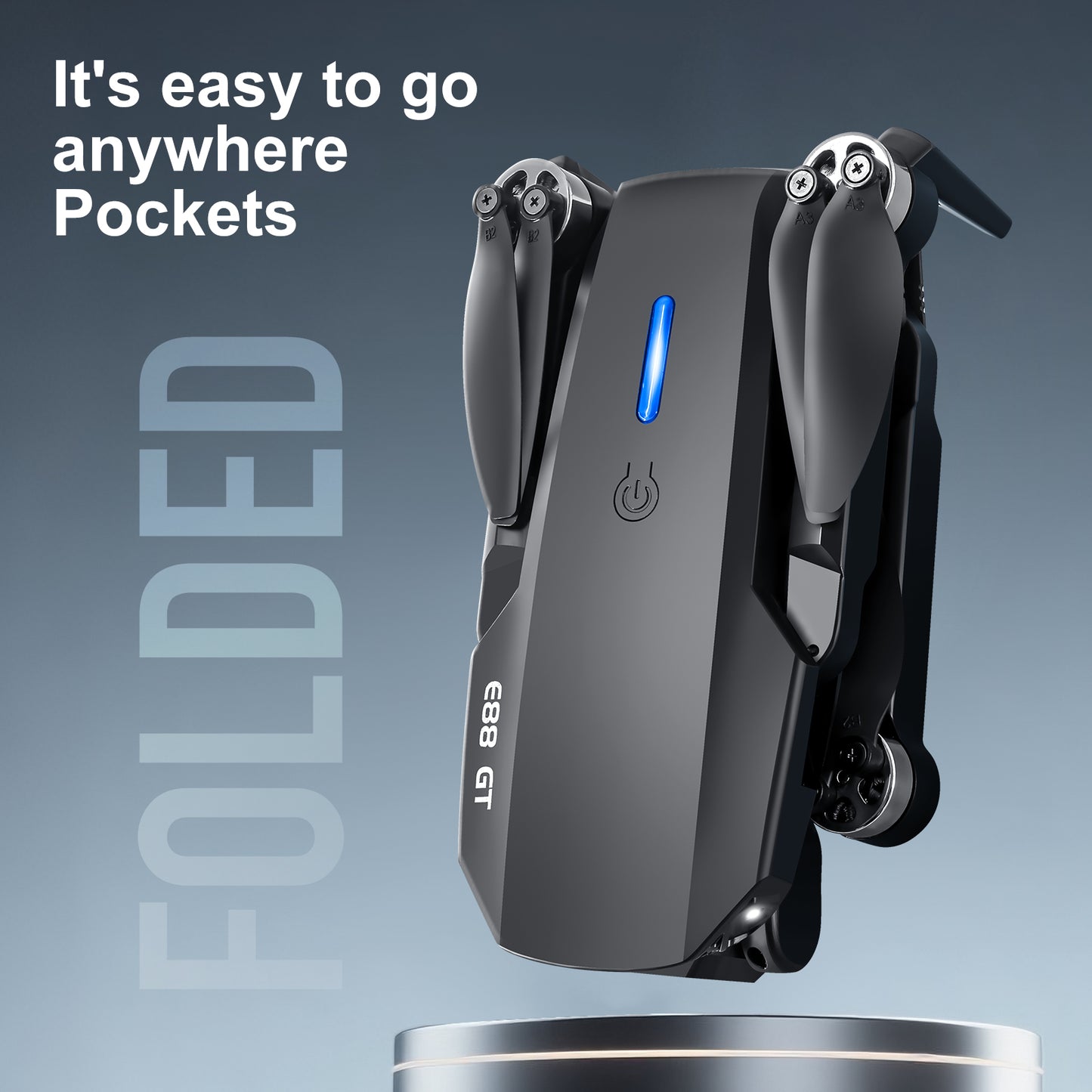 Brushless Motor RC Drones, Remote Control Screen, Optical Flow Positioning, HD Dual Cameras, 6-Channel with Gyroscope, Foldable Drone Toy ,for Adults and Childers Gifts,3 Battery,Black