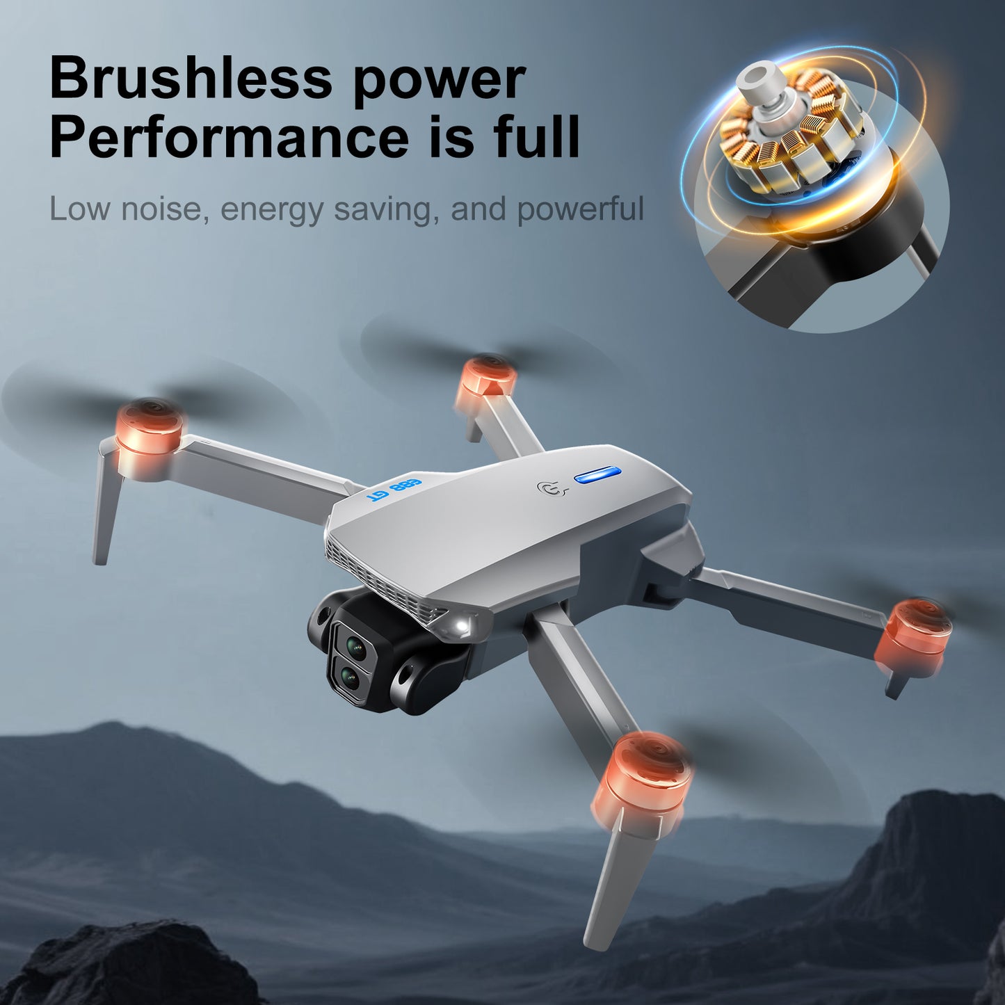Brushless Motor RC Drones, Remote Control Screen, Optical Flow Positioning, HD Dual Cameras, 6-Channel with Gyroscope, Foldable Drone Toy ,for Adults and Childers Gifts,3 Battery,Black