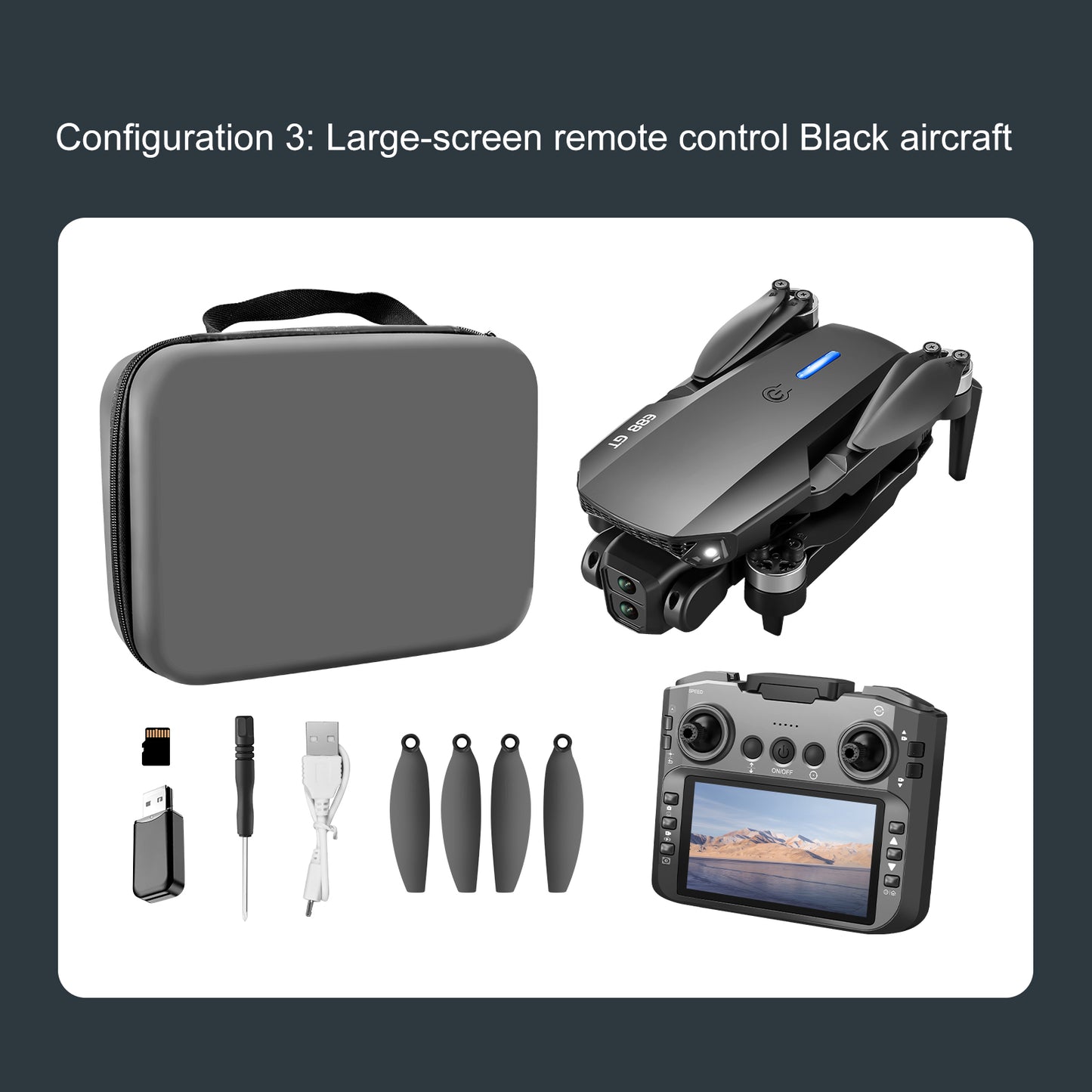 Brushless Motor RC Drones, Remote Control Screen, Optical Flow Positioning, HD Dual Cameras, 6-Channel with Gyroscope, Foldable Drone Toy ,for Adults and Childers Gifts,3 Battery,Black