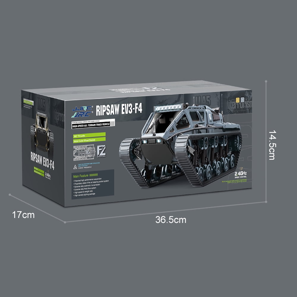 1:16 RC Tank Car,2.4Ghz Remote Control Crawler 10KM/H High Speed Tanks Model,4WD Off-Road 360°Rotating Drifting Vehicle,2 Batteries,Truck Toy for Kids